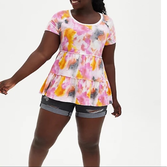 torrid Tops - Watercolor Tie-Dye Tiered Babydoll